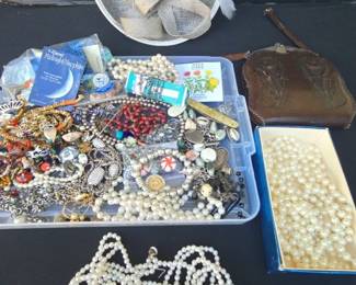 TH227Mystery Lot Of Broken Necklaces Amd Earrings
