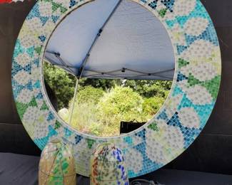 TH151Mosaic Frame Mirror And Murano Glass Lamp