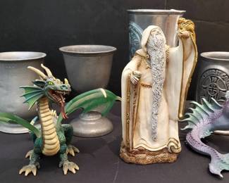 TH117Metal Mugs And Fantasy Figures 