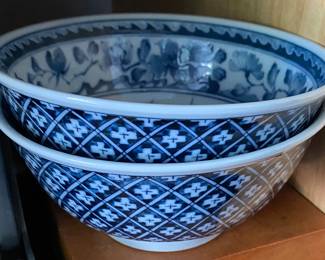 Two Small Arita Blue and White Porcelain Bowls