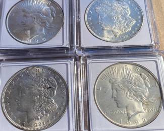 Peace and Morgan Silver Dollars