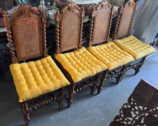 Set of Four French Style Oak Chairs