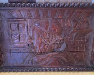 Carved Wooden Monk Panel