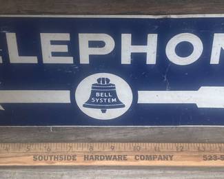 Tin Bell System Telephone Sign