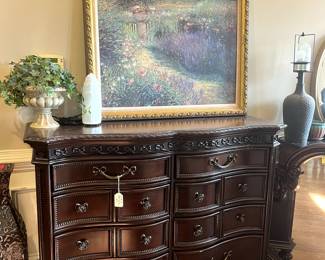 Disney Princess Collection dresser and heart-shaped mirror *NOT PICTURED in this set: full-sized bed frame, a second dresser of the same size pictured above and a small side table
