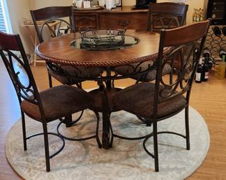 Glass insert table with 4 chairs
