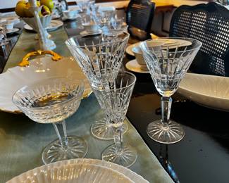 Selection of gorgeous Waterford Crystal bar glasses. The table is set with 6 place settings of above, we also have another 6 settings.
