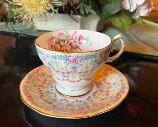Vintage Queen Anne Royal Bridal Gown Teacup & Saucer