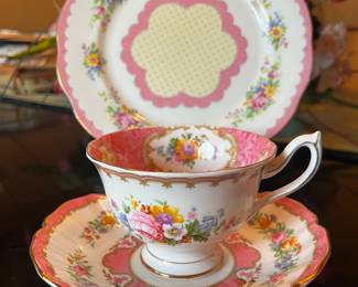 Royal Albert Lady Carlyle Fine Bone China Cup, Saucer and Dessert Plate