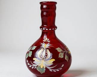 Vintage Fenton Cranberry Glass Vase Heirloom Collection Limited Edition