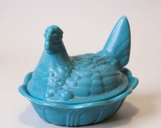 Vintage Fenton Slag Glass Hen on Nest 