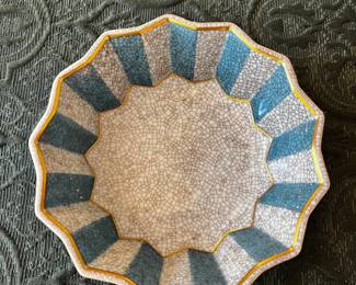 Royal Copenhagen Art Deco Crackle Porcelain Bowl Signed 