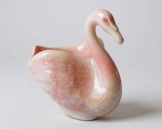 Vintage Fenton Art Glass Rosaline Swan Figurine Trinket Dish.  