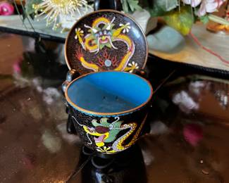 Vintage Chinese Cloisonne Cup and Saucer