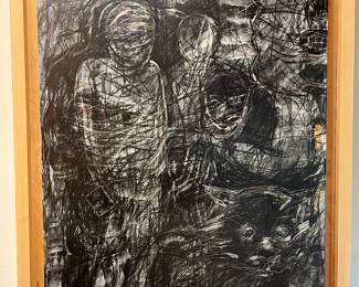 Print by Kalamazoo artist Michael Dunn mounted on wood board frame.