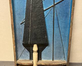 Original mixed media art by Thomas Newhouse titled, “Captain Ahab.” Signed and dated (1970) by Newhouse on back.