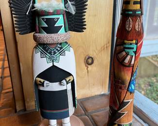 Hopi Kachina (left) and “Yellow/White Corn Maiden sculpture. See following photos for signatures and other info.