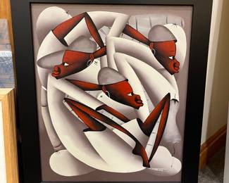 Vintage original painting by Haitian Artist Laurent Casimir (1928-1990).