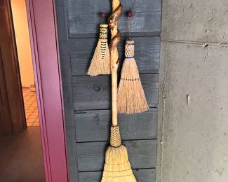 Handmade brooms by Marlow Gates (Friendswood) and Peter Werner (Clean Sweep).