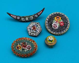 Italian Micro Mosiac Brooches and Earring