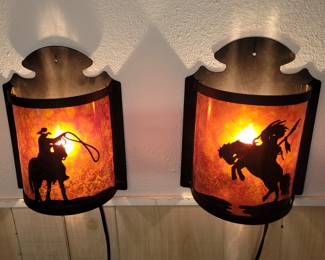 Tin and Mica Western wall sconces