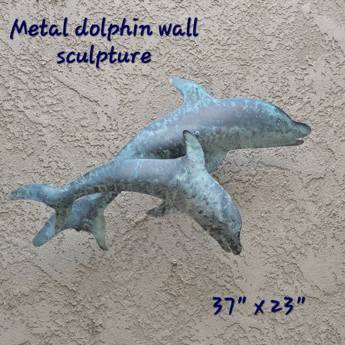 Outdoor metal dolphin sculpture