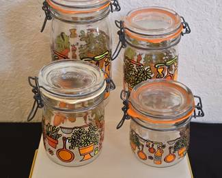 Vintage Italian Hermetique glass canister set