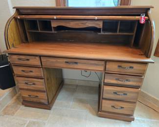 locking, lighted roll top desk