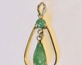14k gold with jade pendant