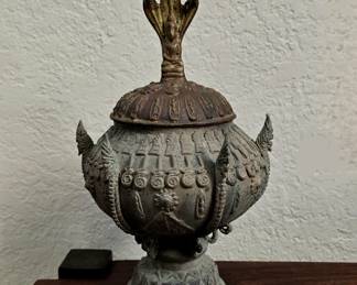 Antique Buddhist bronze offering bowl
