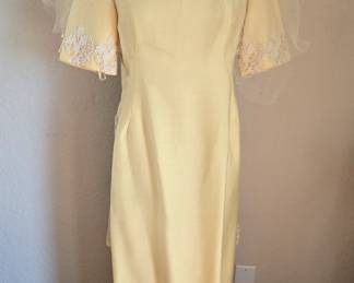 Vintage buttery yellow 1960s gown and veil