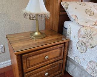 Oak captains bed with nightstands (available for pre-sale).