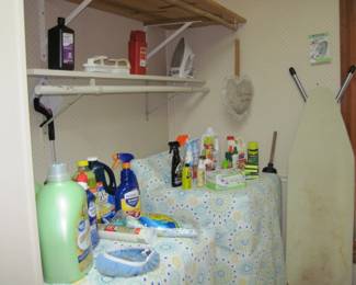 Laundry, Cleaning Items, Bathroom items, Ironing Board and Iron