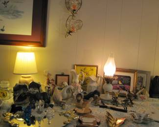 Wolf Bookends, Porcelain Birds-Ducks, Moose, Glass Swan/s, Butterflies, and more