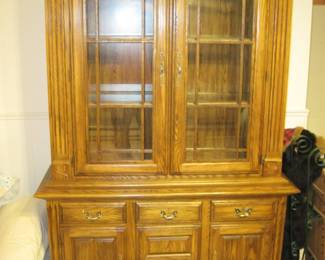 Beautiful Lighted Oak China Cabinet by Cochrane
