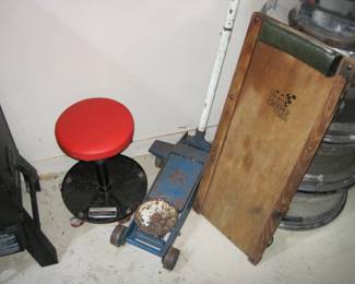 Creeper, floor jack, shop stool