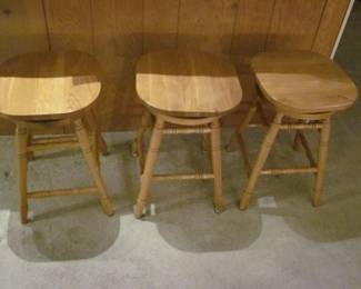 3 Swivel Wood  Bar Stools