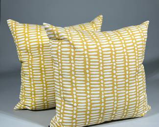 (2pc) Matching Decorative Yellow And White Square Throw Pillows
