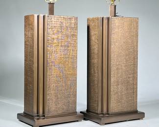 (2pc) Pair Tall Brown MCM Design Table Lamps
