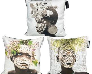 (3pc) Photo Imposed Pillows Of Tribal Children
