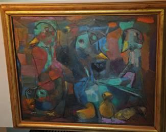 SIGNED KW OIL ON MASONITE: KATHERN WINKLER 