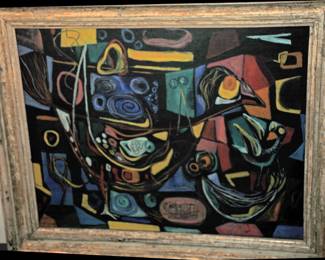 SIGNED  OIL ON MASONITE: KATHERN WINKLER 1949 