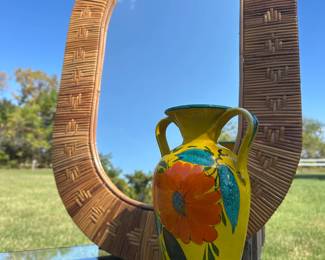 Rattan Boho Mirror, Pottery