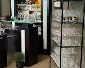 Crystal stemware plus an awesome 2-piece contemporary bar