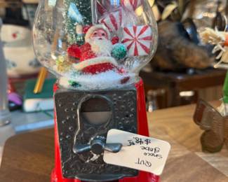 Handcrafter Christmas scene inside a old metal gum machine