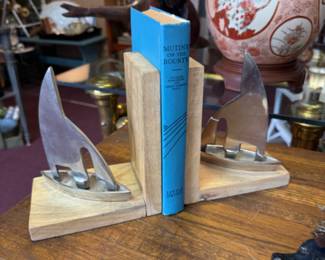 Metal and Wood Sailboat book ends 