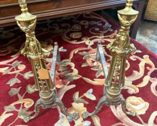 Antique Brass Fire Dogs 
