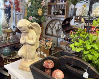 Cherub, wooden box, mushrooms and more