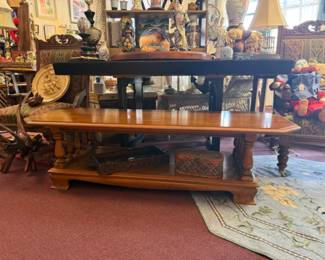 Vintage Baroque style end table with beautiful brass hardware 