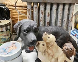 vintage candle maker and dog figurine